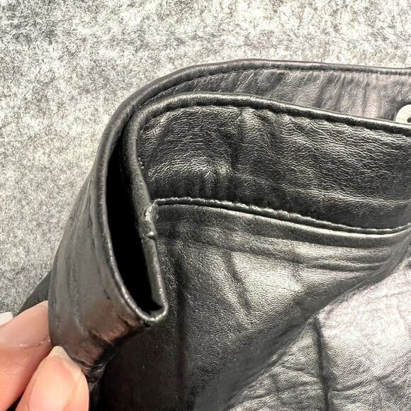 Sacha Midi Skirt Womens 26x29 Black Genuine Leather Lined Slit Zipper Pencil - Picture 11 of 11